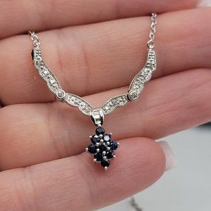 10K White gold 0.61 ctw Sapphire & Diamond Convertible Necklace